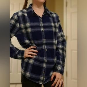 Small Blue-and-white plaid button up